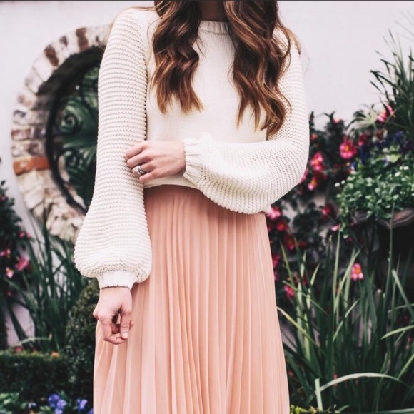 Mauve pink pleated midi skirt - Picture 5 of 5